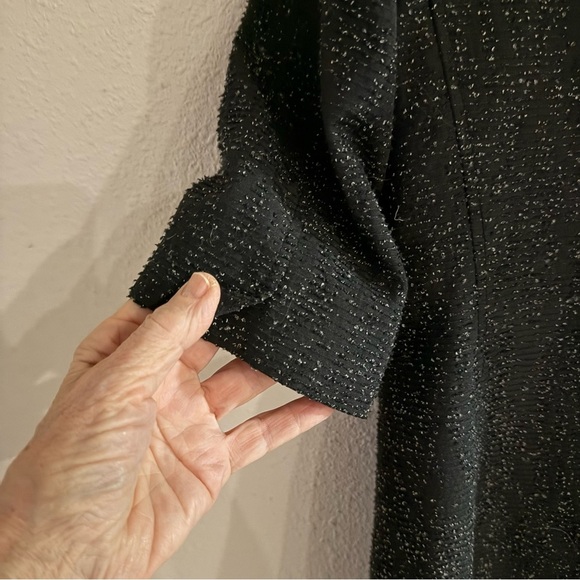 Tahari Long Jacket Black Tweed Duster Office Short Sleeve Career Women’s Size 8 - Picture 3 of 16